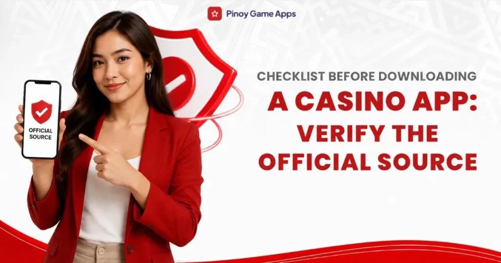 image of checklist before downloading a casino app: verify the official source