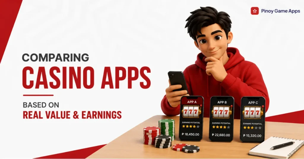image of comparing casino apps based on real value & earnings