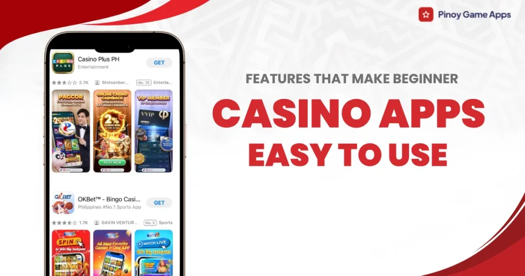 image of features that make beginner casino apps easy to use
