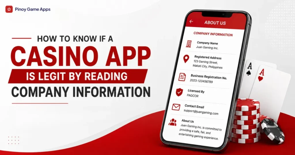 image of how to know if a casino app is legit by reading company information